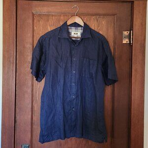 Joseph Abbound Navy Blue Line Button Down
